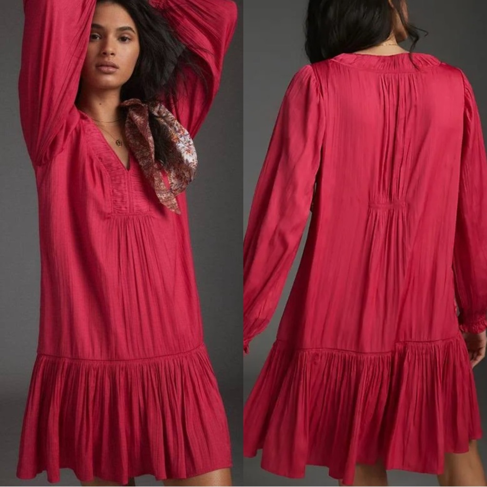 Anthropologie Sabia Flounced Tunic Dress Size Large